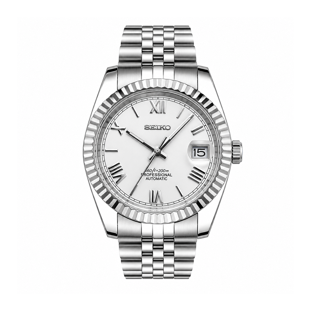Seiko Mod Datejust Roman Dial White